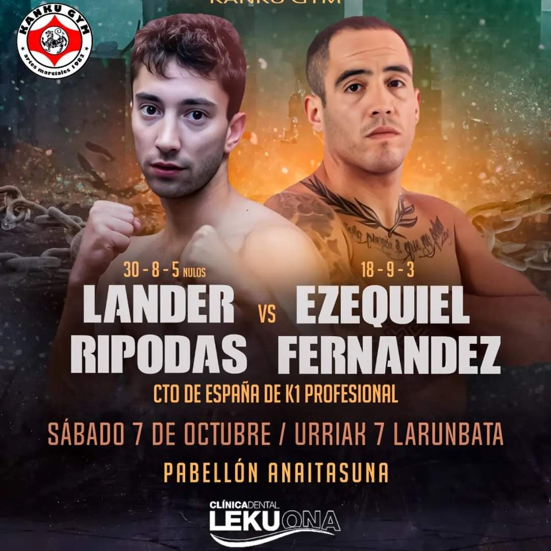 R&iacute;podas y Fern&aacute;ndez pelear&aacute;n, en la velada del 7 de octubre, por el t&iacute;tulo de campe&oacute;n de Espa&ntilde;a K1 Profesional